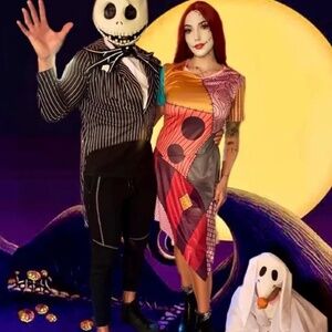 3pc Size Large Men's Jack Skellington Nightmare Before Xmas Costume Halloween
